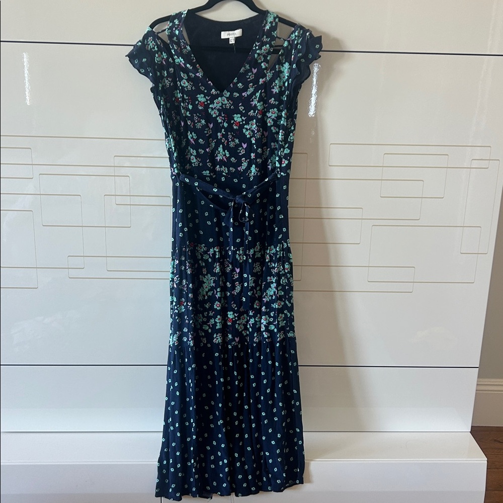 Floral Maxi Dress with Sheer Cap Sleeves